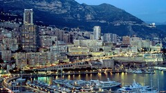 cityscape monaco boat Harbor Mountains City Lights City