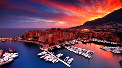 cityscape monaco Harbor sunrise City boat Sea