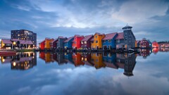 cityscape Netherlands reflection colorful House groningen