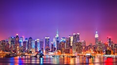 cityscape new york city lights skyline