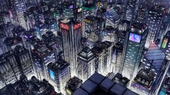 cityscape night artwork skyscraper