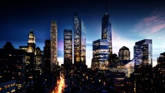 cityscape night building lights City Manhattan new york city