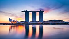 cityscape Singapore Marina Bay architecture sunset