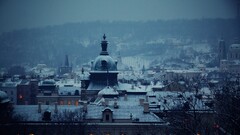 cityscape snow building architecture landscape Prague