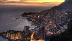 cityscape sunset City monaco Sea sky sunlight