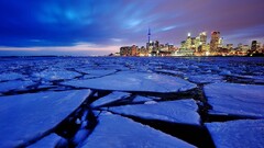 cityscape Toronto Canada CN Tower ice