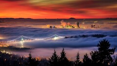 cityscape vancouver Bridge sky mist landscape City City Lights