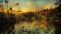 cityscape water boat