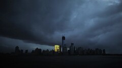 cityscape water clouds storm dark overcast