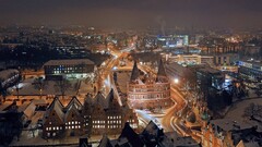 cityscape winter lights long exposure