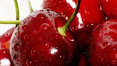closeup fruit water drops cherries (food) cherries
