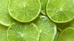 closeup limes slices fruit Green food