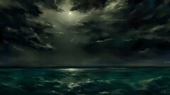 clouds artwork digital art nature landscape Sea sky night dark