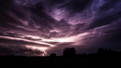 clouds dark Trees Lightning landscape digital art purple sky