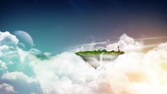 clouds landscape sky digital art Sea