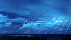 clouds Sea missiles lights blue ICBM military lines sky