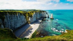 coast landscape rock Sea horizon sky shore beach sunlight cliff