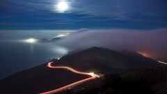 coast road long exposure sky night landscape
