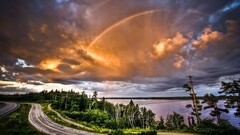 coast sky road clouds landscape hdr sunlight