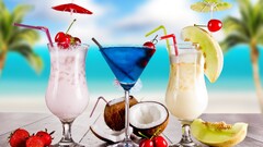 cocktails fruit strawberries cherries