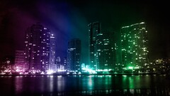 colorful City lights cityscape night
