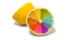 colorful food Simple Background Minimalism lemons digital art