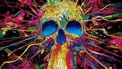 colorful skull artwork surreal digital art psychedelic