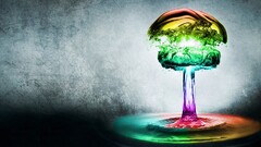 colorful water explosion atomic bomb digital art