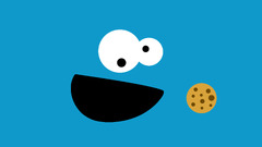 Cookie Monster cookies blue blue background simple
