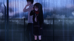 couple rain anime boys anime girls