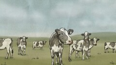 cow Animals Mammals field artwork