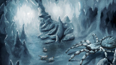 creature ice spider giant wolf cave blue drawing fantasy art