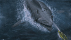 creature Sea fish boat fantasy art Kev-Art