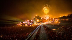 crowds People laser night fireworks