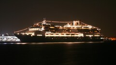 cruise ship ship night lights vehicle
