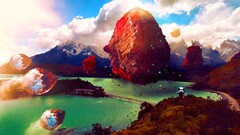 crystal Mountains Bridge digital art artwork abstract surreal