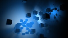 Cube render blue digital art abstract cyan 3D Blocks cg 3d