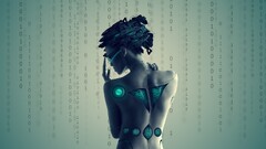 cyberpunk cyborg artwork digital art Women binary futuristic
