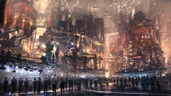 cyberpunk science fiction futuristic futuristic city