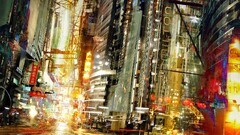 Daniel Dociu cityscape science fiction lights concept art