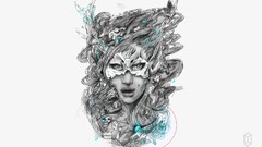 Dead Astronauts sketches fantasy girl selective coloring mask