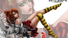 death note legs anime girls cake green eyes Anime redhead gun