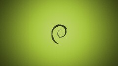 debian Minimalism abstract green background logo