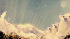 Desktopography artwork surreal Polar Bears Bears Animals Mammals