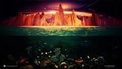 Desktopography split-view cliff fish Sea turtle abstract Animals