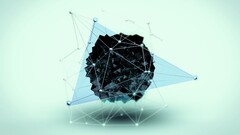 digital art abstract shapes 3d Simple Background cyan cgi render