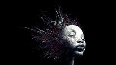 digital art abstract Women face black background