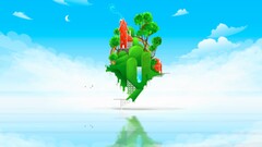 digital art artwork Trees sky reflection nature House clouds