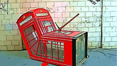 digital art banksy graffiti London phone box humor