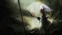 digital art bow white hair fantasy girl fantasy art anime girls